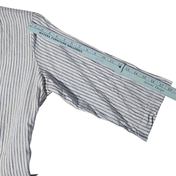 Sigrid Olsen Womens Sz 1X Striped Button Detail 3/4 Sleeve Tunic Top 100% Linen - Picture 11 of 15